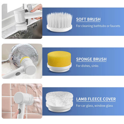 Electric Spin Scrubber, Cordless Handheld Power Cleaning Brush with 3 Replaceable Heads for Kitchen, Bathroom, Tiles & Car